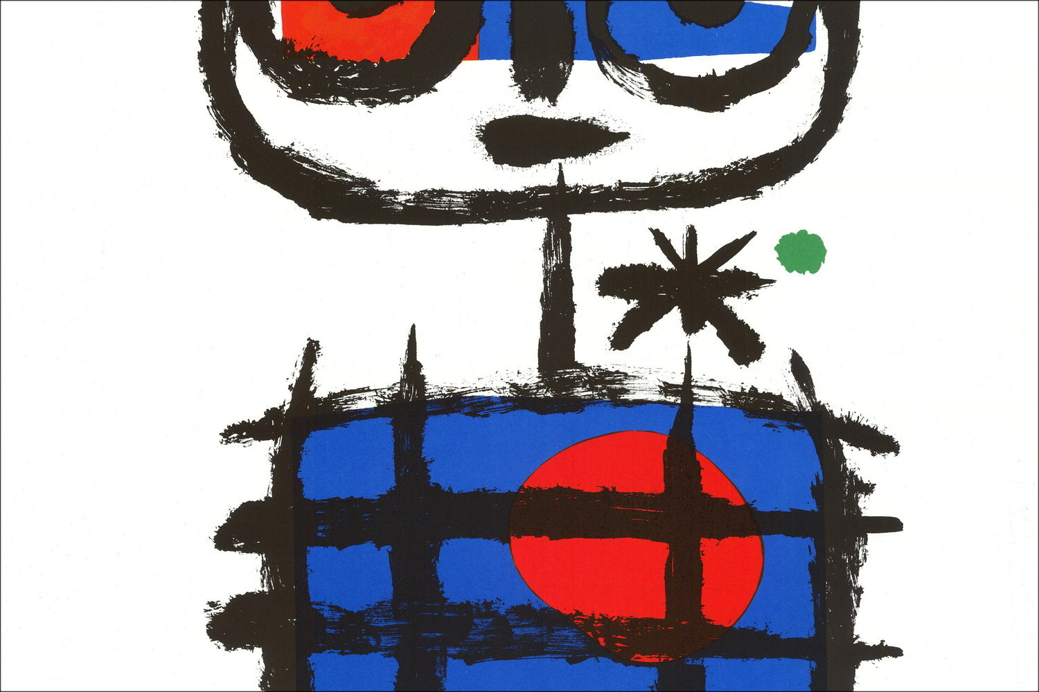 Joan Miro - Original Gravierte Holz "Komposition BG01" 32x25cm - 1984