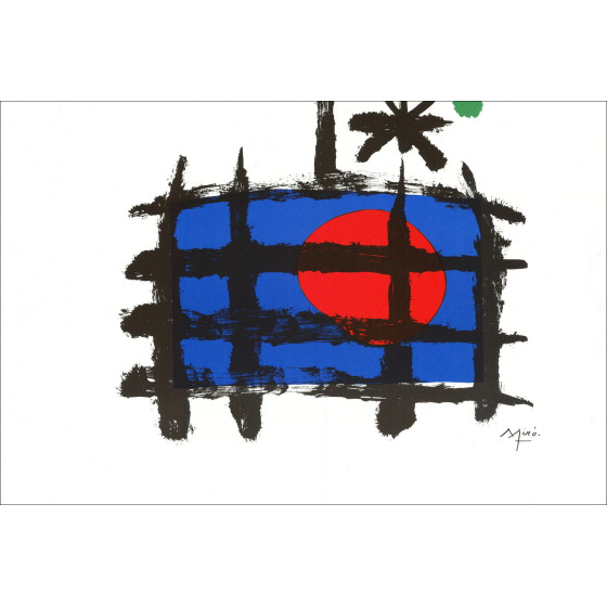 Joan Miro - Original Gravierte Holz "Komposition BG01" 32x25cm - 1984