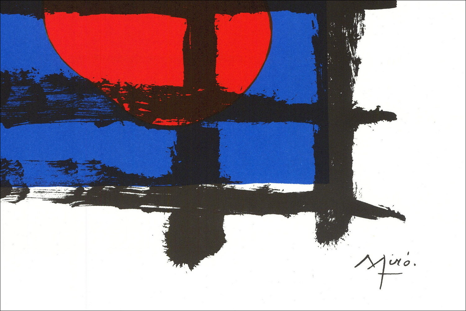 Joan Miro - originale legno inciso "Composizione BG01" 32x25cm - 1984