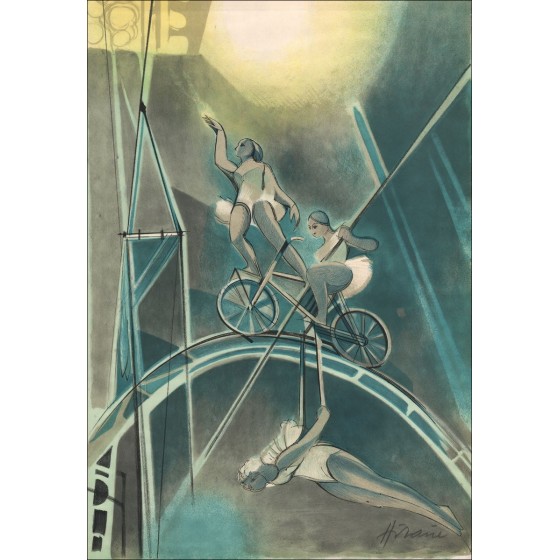 Camille Hfra_LatnIRE: Le Cirque, Les funambules - Lith originale origineel ondertekend, 1974