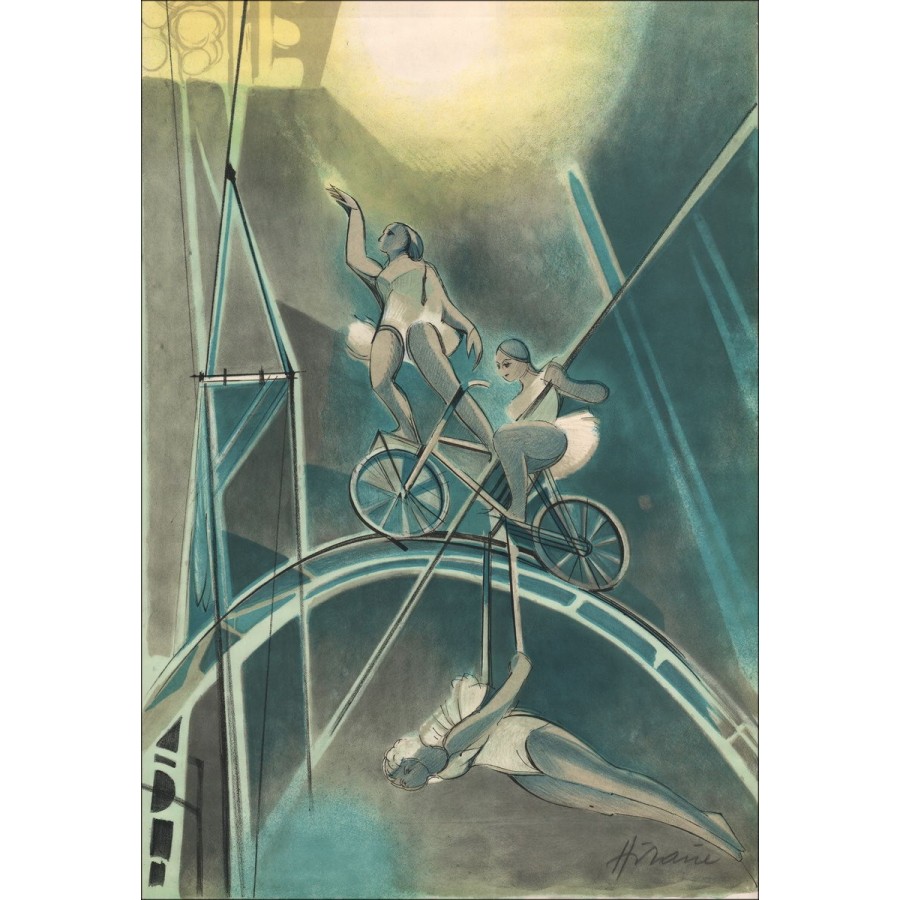 Camille Hfra_LatnIRE: Le Cirque, Les funambules - Lith originale origineel ondertekend, 1974