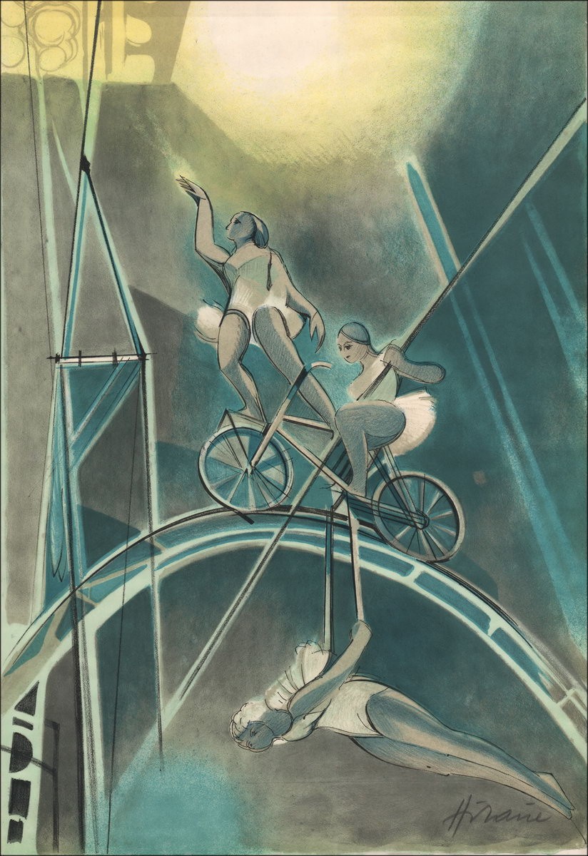 Camille Hfra_LatnIRE: Le Cirque, Les funambules - Lith originale origineel ondertekend, 1974