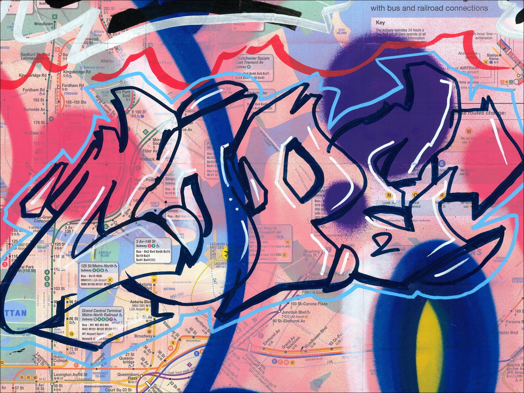 COPE2 - New York Subway Map 10, original artwork 2026