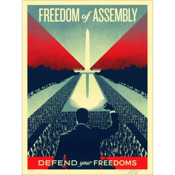 Shepard Fairey - Verdedig je vrijheden | Set van 3 gesigneerde zeefdrukken