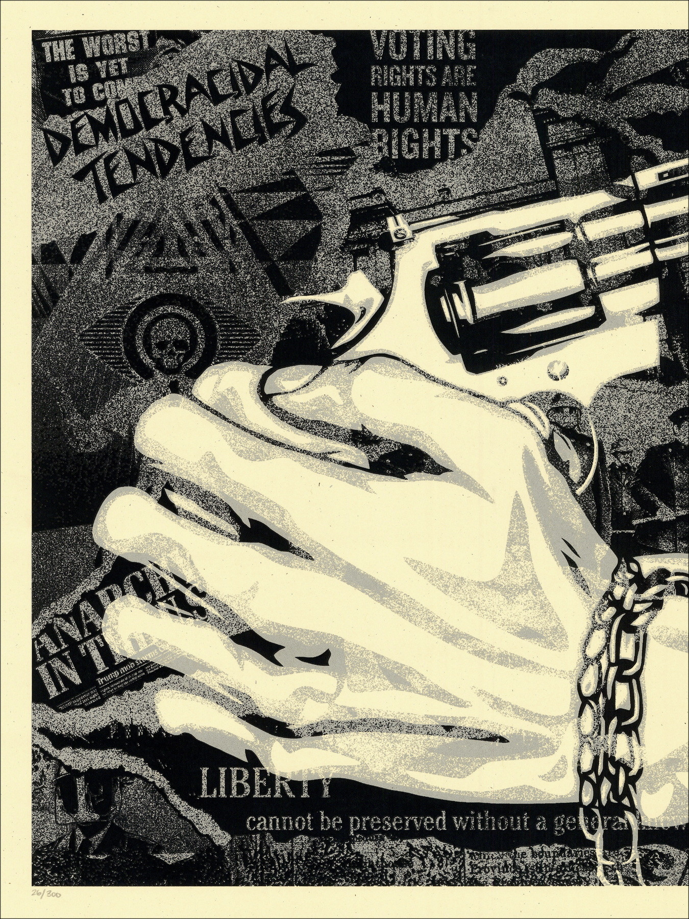 Shepard Fairey - Democracidal Tendencies, silkscreen print 2024