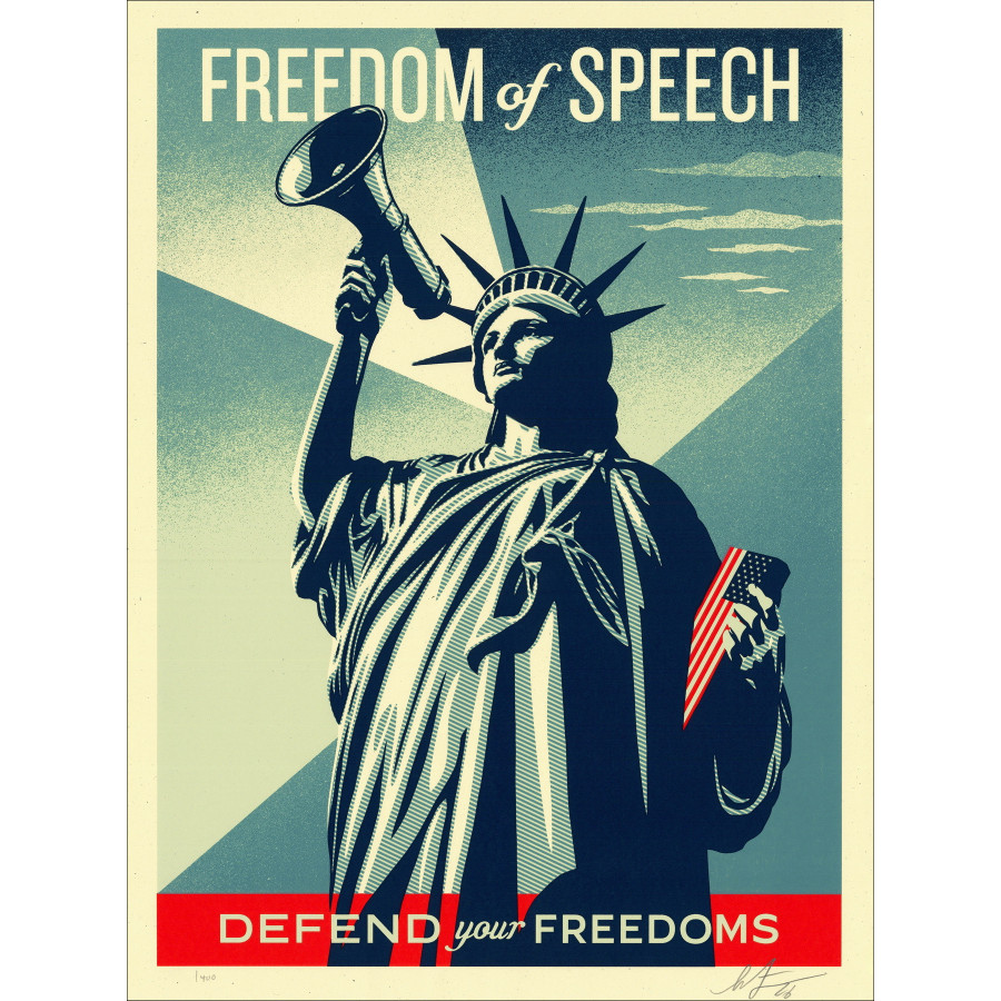 Shepard Fairey - Libertà di parola, serigrafia firmata 2026