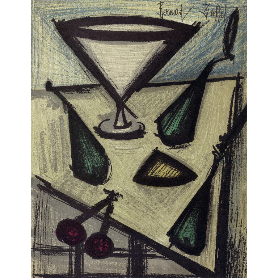 Bernard Buffet - Naturaleza muerta con frutas, litografía Mourlot 1967