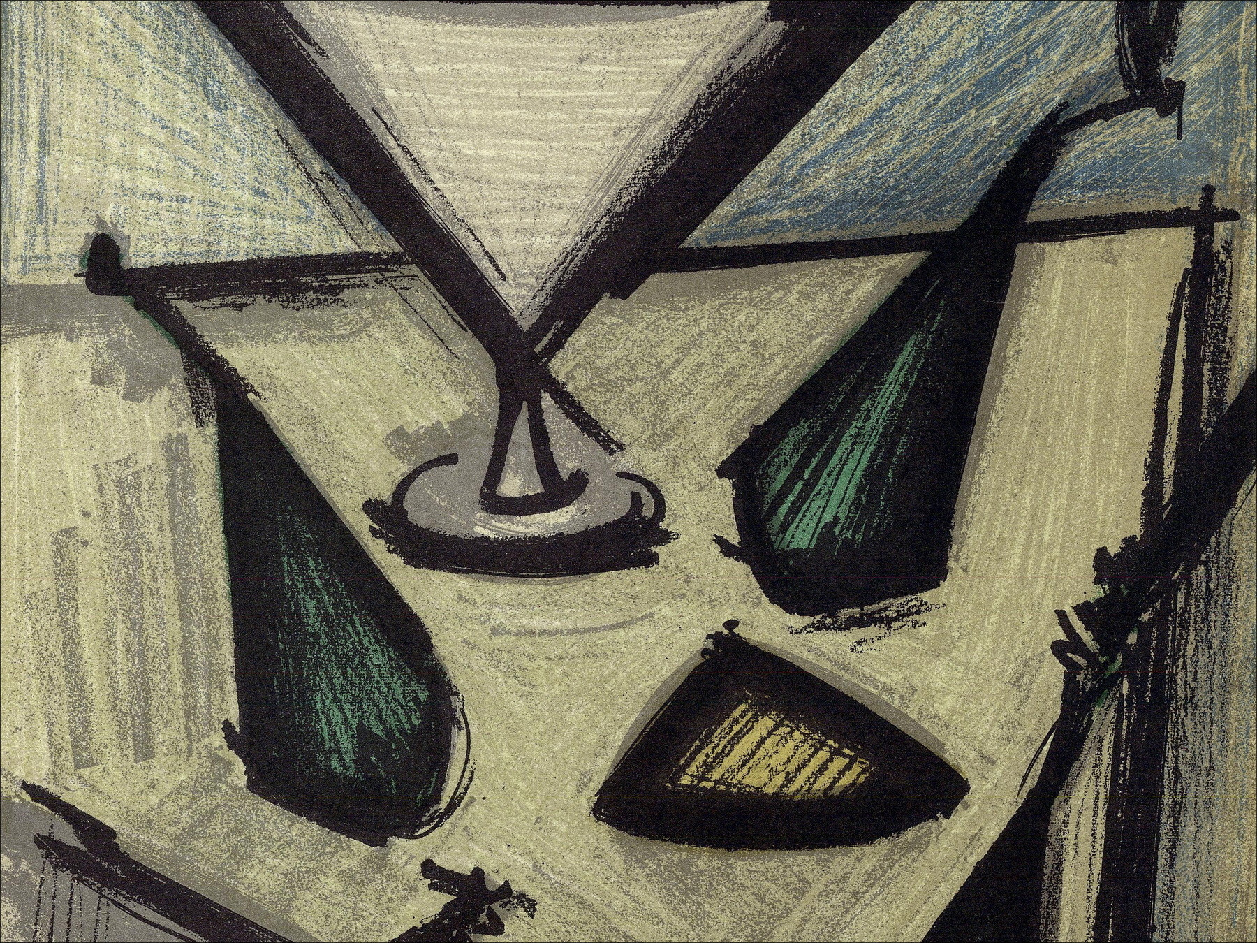 Bernard Buffet - Stilleven met fruit, lithografie Mourlot 1967