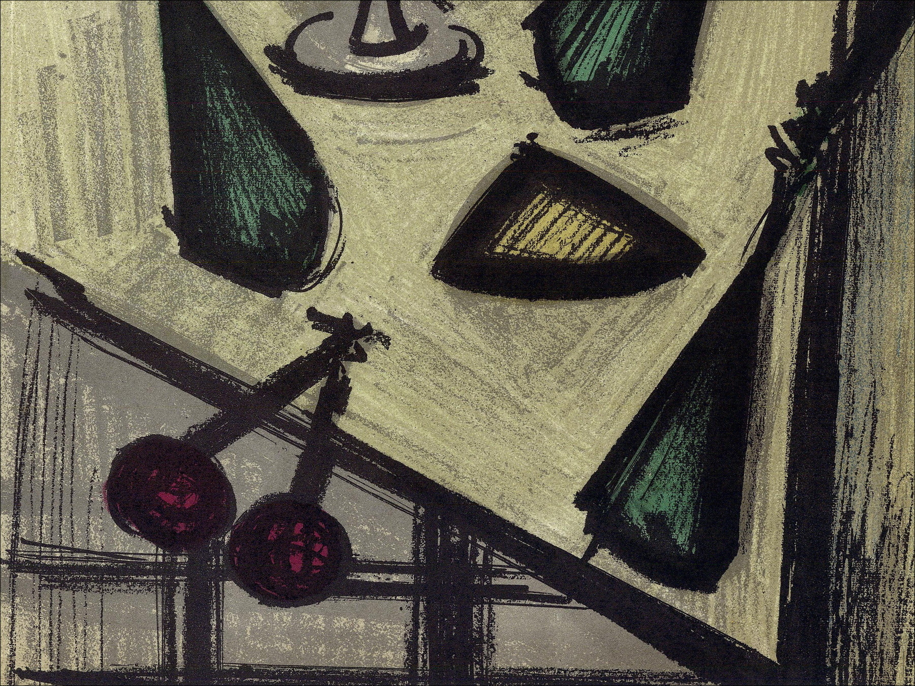 Bernard Buffet - Stilleven met fruit, lithografie Mourlot 1967