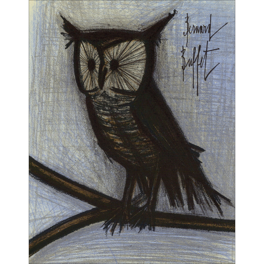 Bernard Buffet - Il Gufo, litografia originale Mourlot 1967