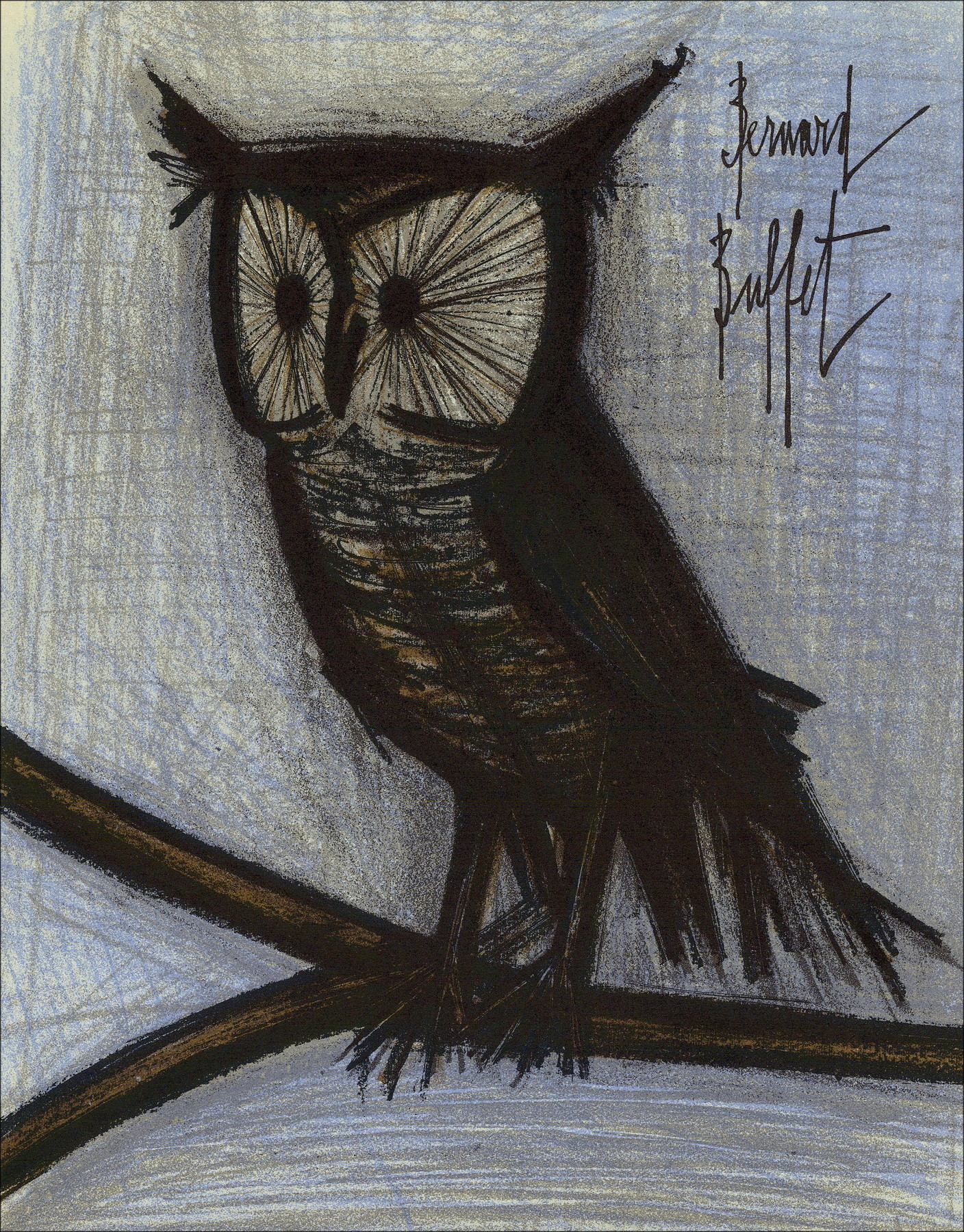 Bernard Buffet - De Uil, originele lithografie Mourlot 1967