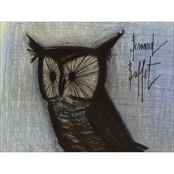 Bernard Buffet - Die Eule, originale Lithografie Mourlot 1967