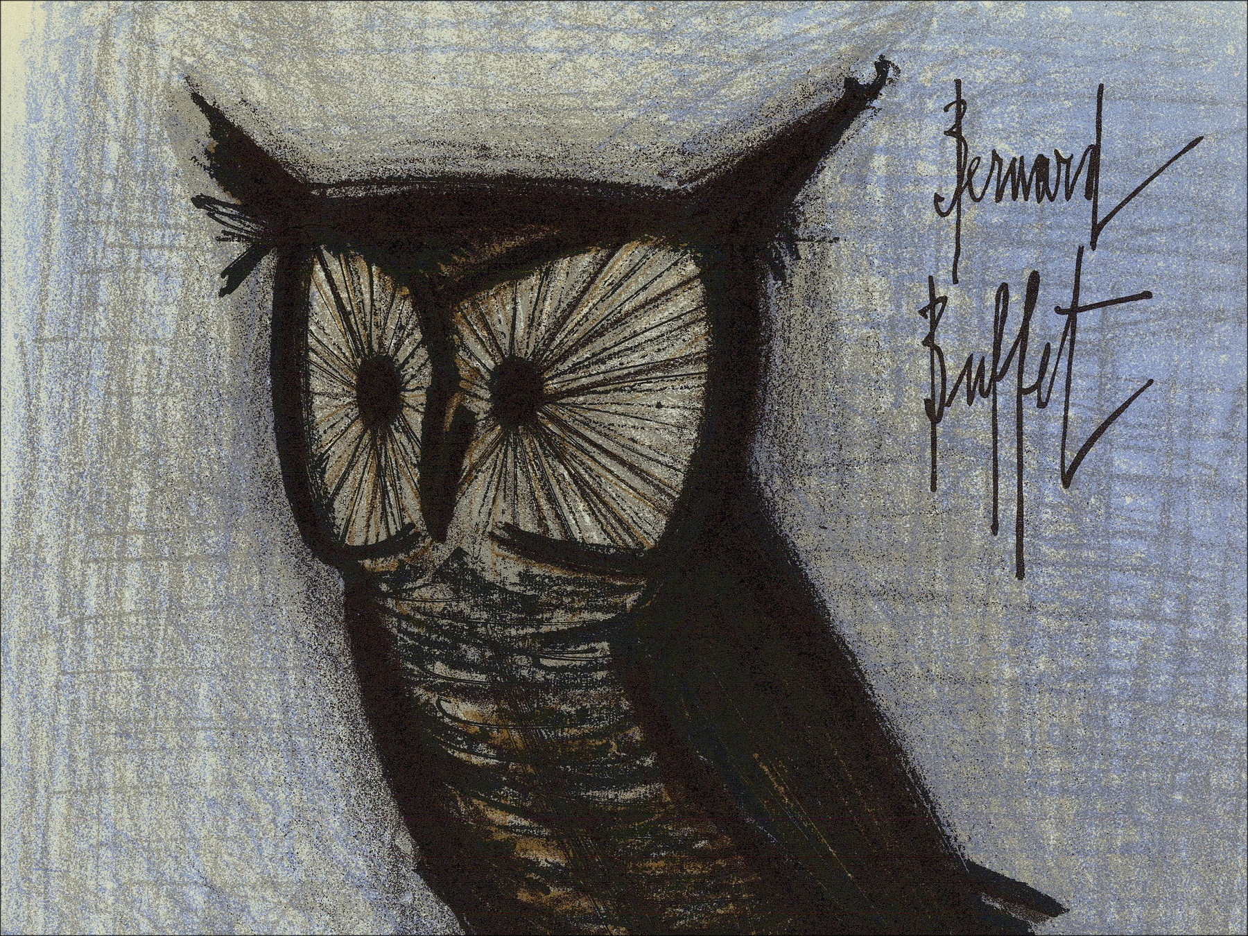 Bernard Buffet - Il Gufo, litografia originale Mourlot 1967