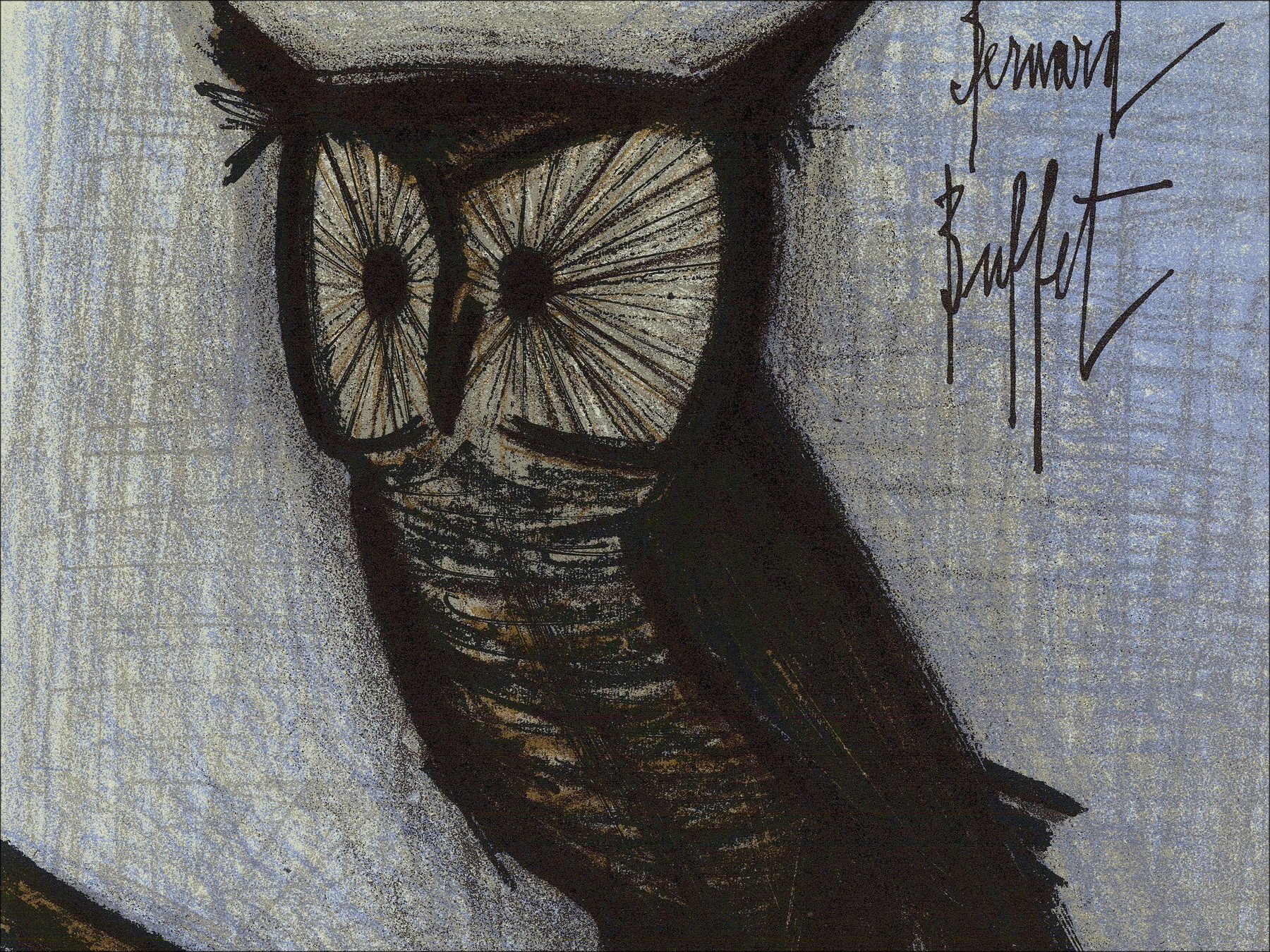 Bernard Buffet - Die Eule, originale Lithografie Mourlot 1967