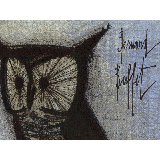 Bernard Buffet - Le Hibou, lithographie originale Mourlot 1967