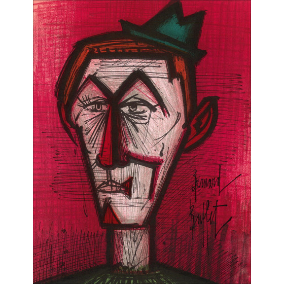 Bernard Buffet - El Payaso Rojo, litografía Mourlot 1967