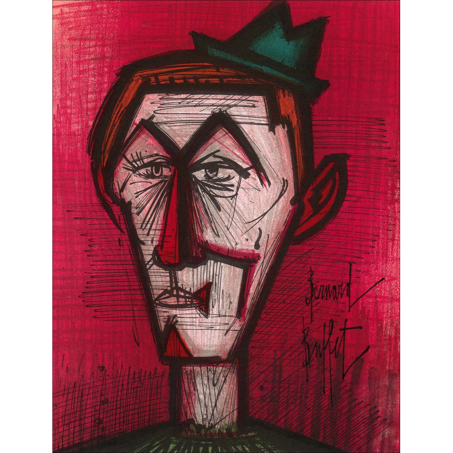 Bernard Buffet - The Red Clown, Mourlot lithograph 1967