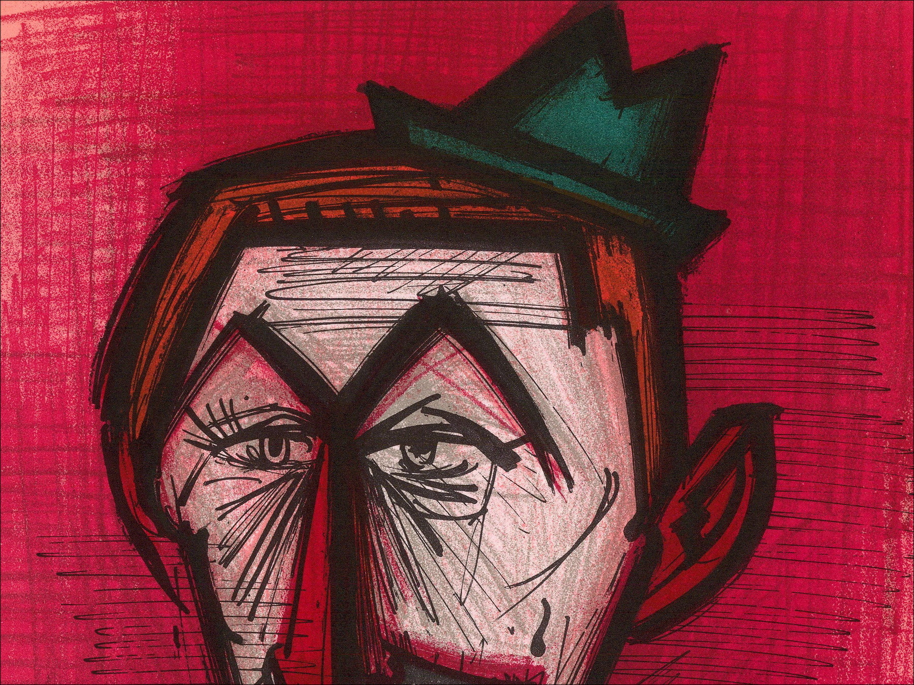 Bernard Buffet - Der Rote Clown, Lithographie Mourlot 1967