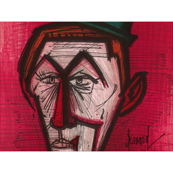 Bernard Buffet - El Payaso Rojo, litografía Mourlot 1967