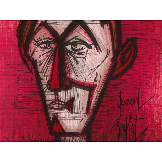 Bernard Buffet - Il Clown Rosso, litografia Mourlot 1967