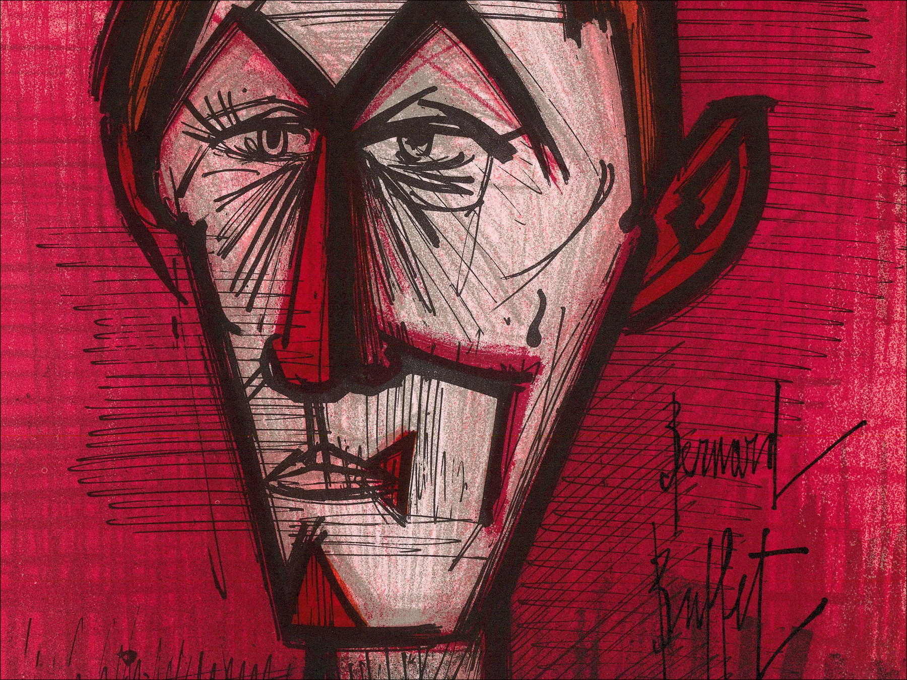 Bernard Buffet - Der Rote Clown, Lithographie Mourlot 1967