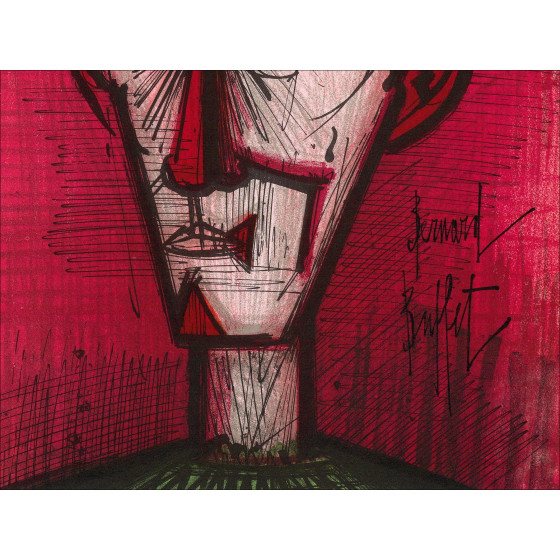 Bernard Buffet - Le Clown Rouge, lithographie Mourlot 1967
