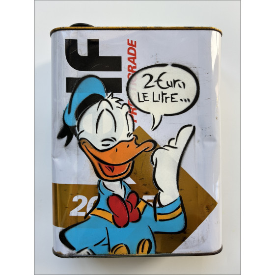 Dezache - Donald, pittura originale su bidone circa 2023