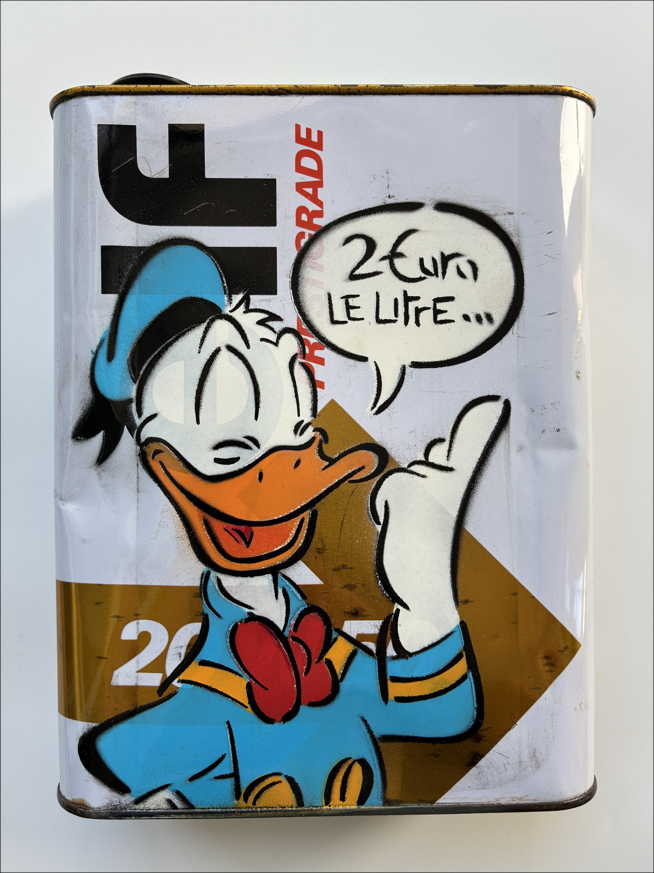 Dezache - Donald, peinture originale sur bidon circa 2023