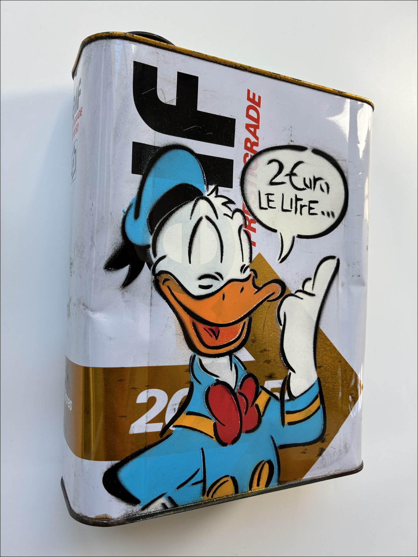 Dezache - Donald, peinture originale sur bidon circa 2023