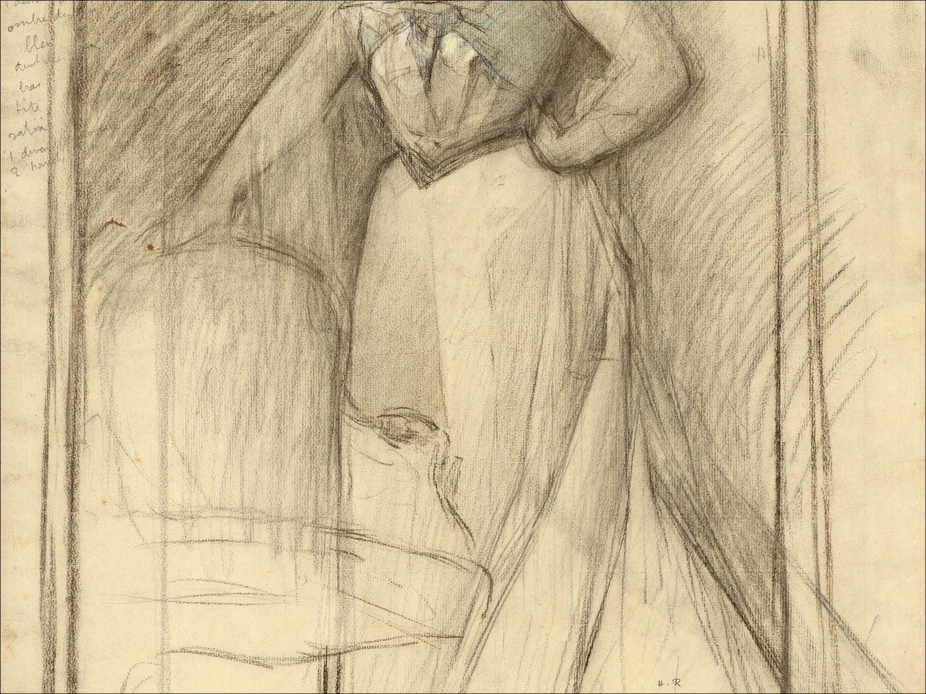 Henri-Paul Royer - Portrait de femme, dessin original signé