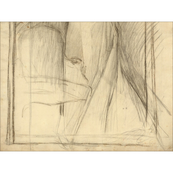 Henri-Paul Royer - Retrato de mujer, dibujo original firmado