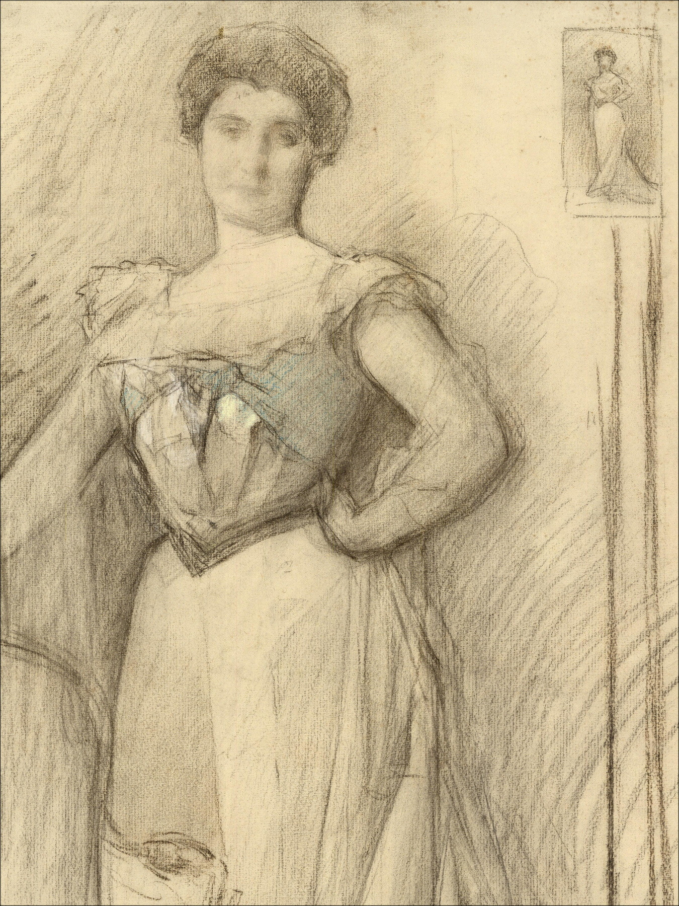 Henri-Paul Royer - Portret van een vrouw, originele tekening gesigneerd