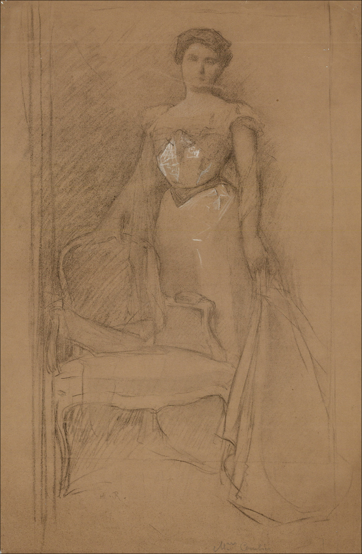 Henri-Paul Royer - Ritratto di donna, disegno originale firmato