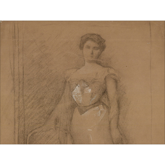 Henri-Paul Royer - Portrait de femme, dessin original signé