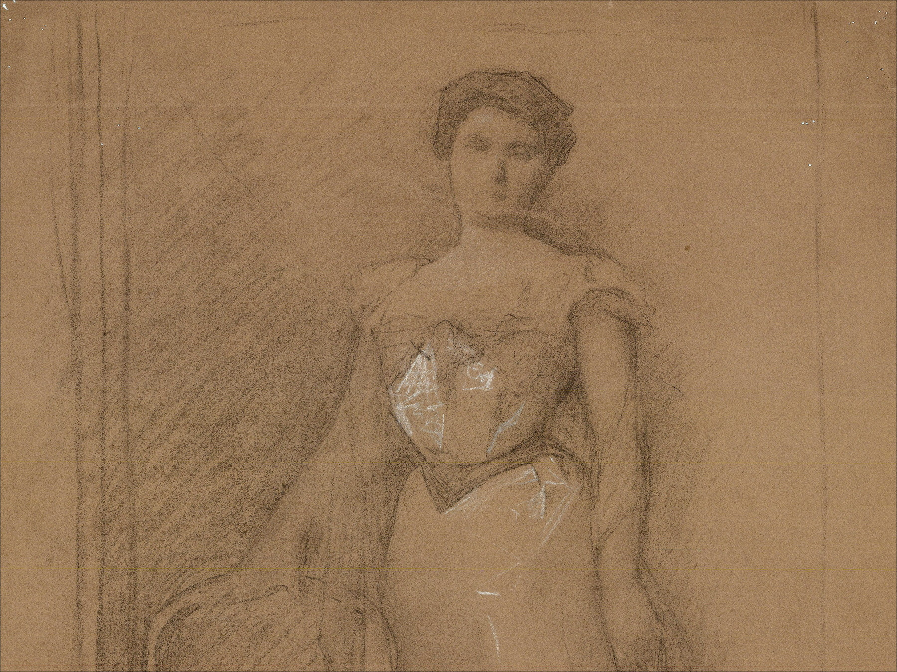 ROYER Henri-Paul - Originele tekening "Portret van een vrouw" 50x32cm