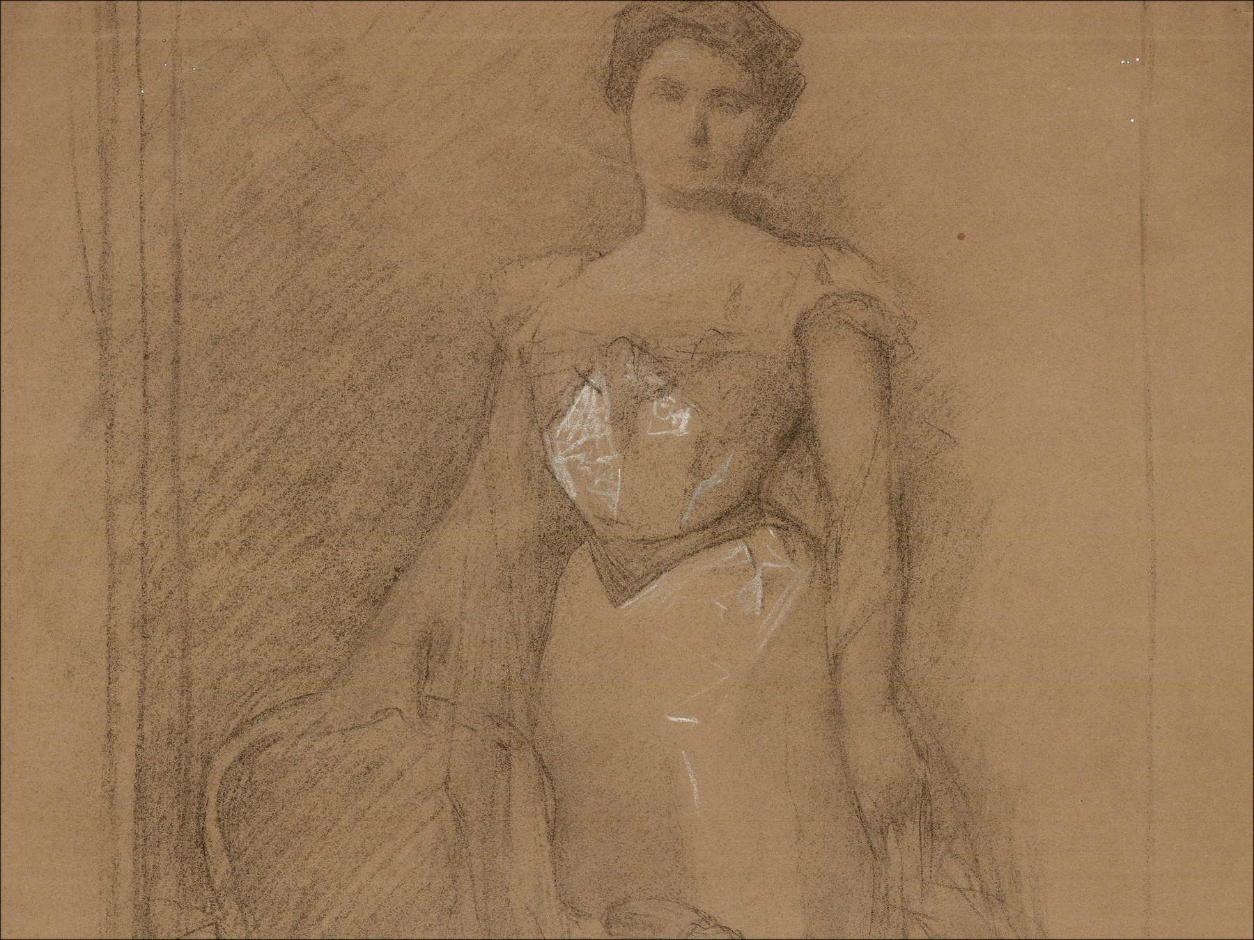 Henri-Paul Royer - Portrait de femme, dessin original signé