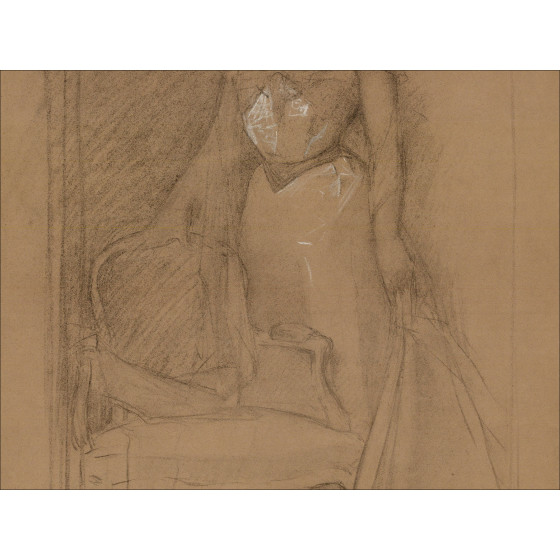 Henri-Paul Royer - Ritratto di donna, disegno originale firmato