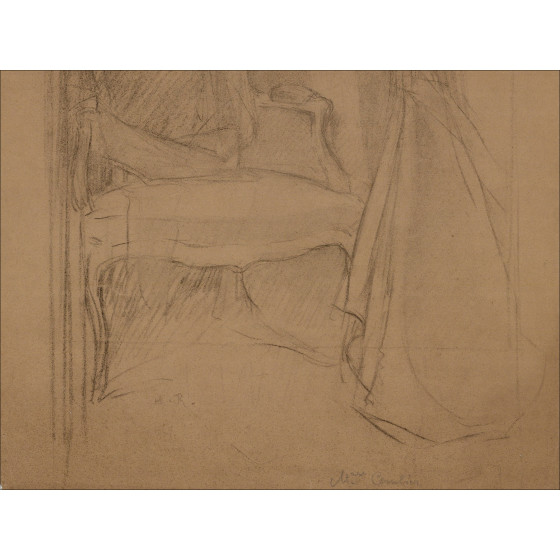 Henri-Paul Royer - Retrato de mujer, dibujo original firmado