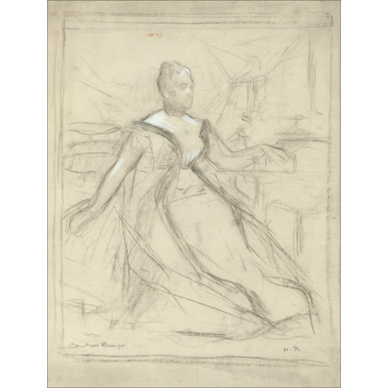 ROYER Henri-Paul - Dessin original "Portrait de femme" 43x32cm