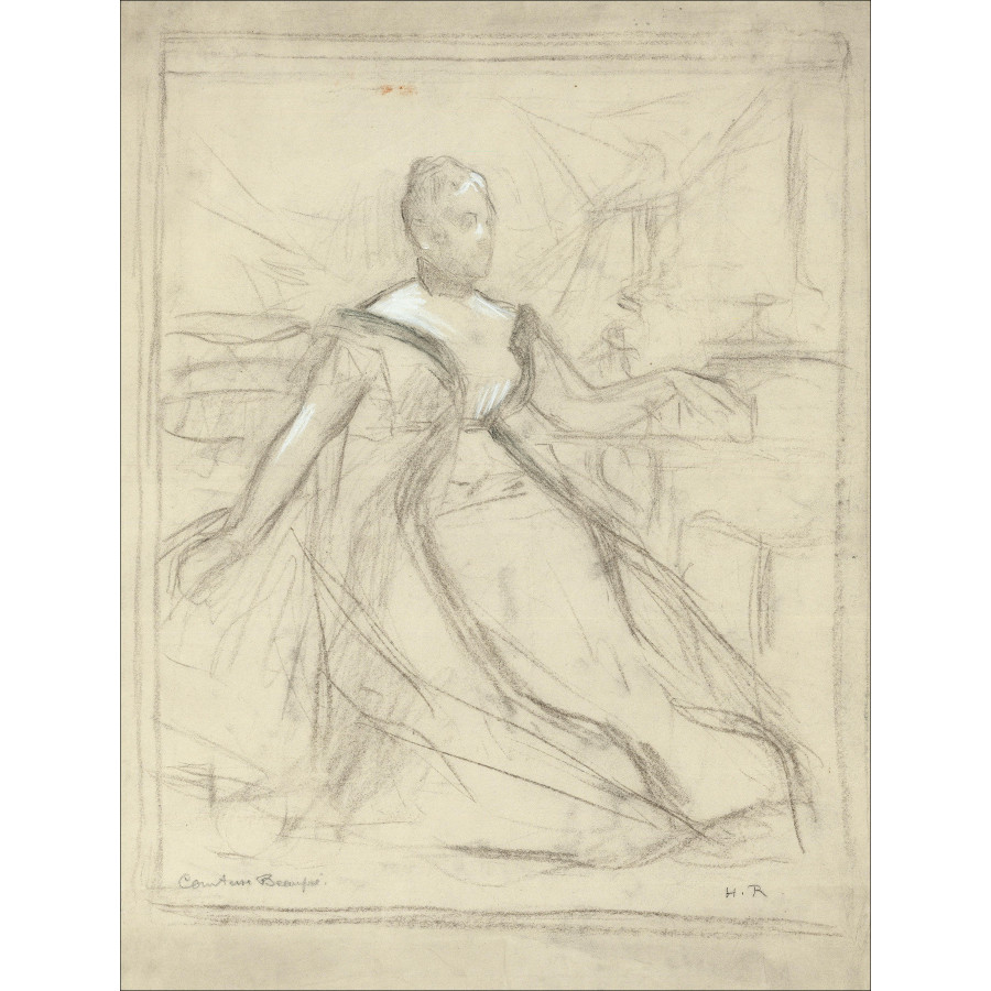 ROYER Henri-Paul - Originalzeichnung "Porträt einer Frau" 43x32cm