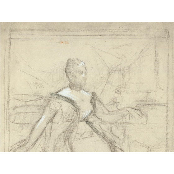 ROYER Henri-Paul - Originele tekening "Portret van een vrouw" 43x32cm