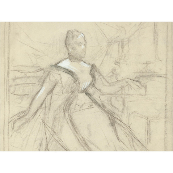 ROYER Henri-Paul - Dessin original "Portrait de femme" 43x32cm