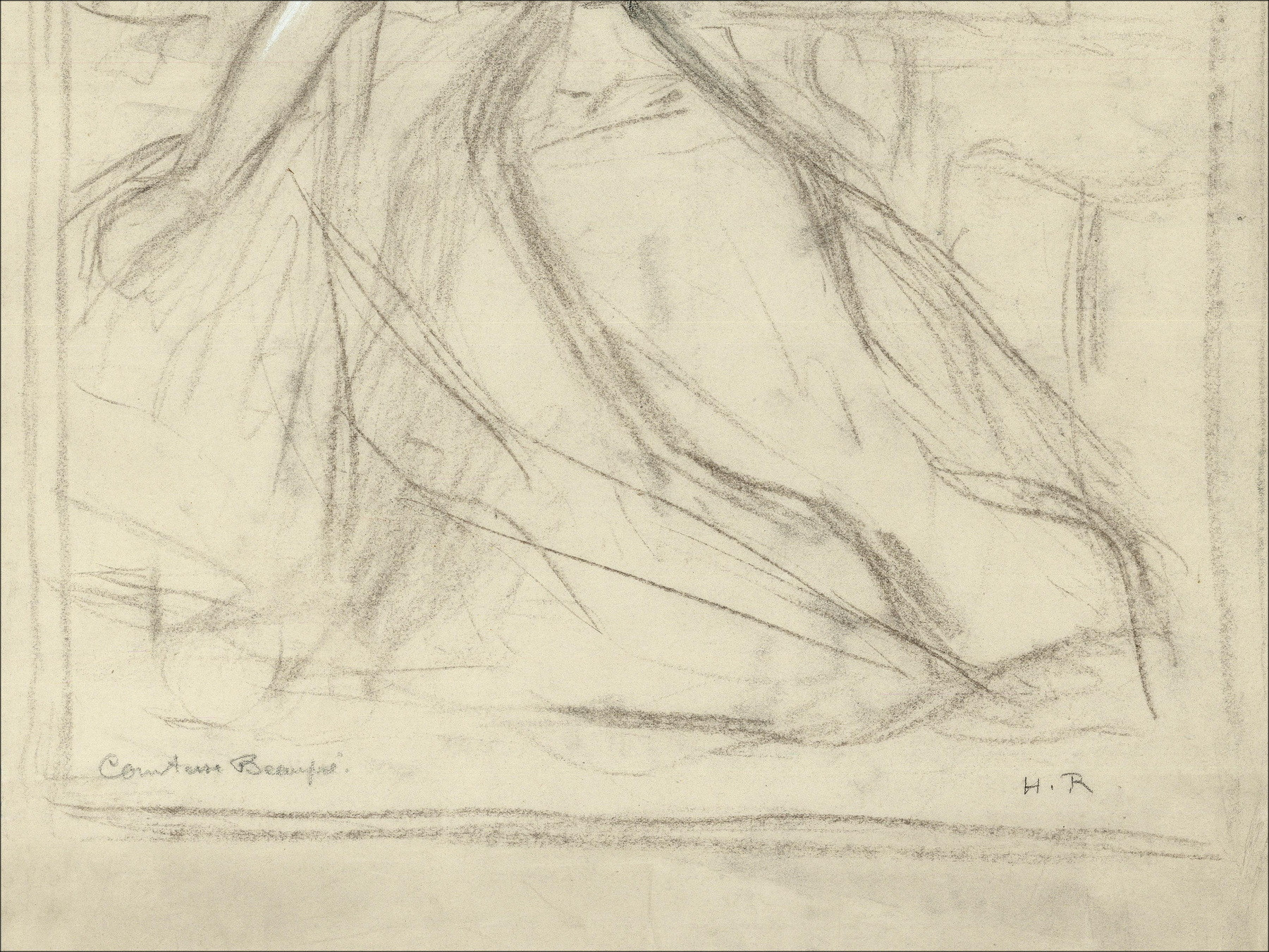 ROYER Henri-Paul - Disegno originale "Ritratto di donna" 43x32cm
