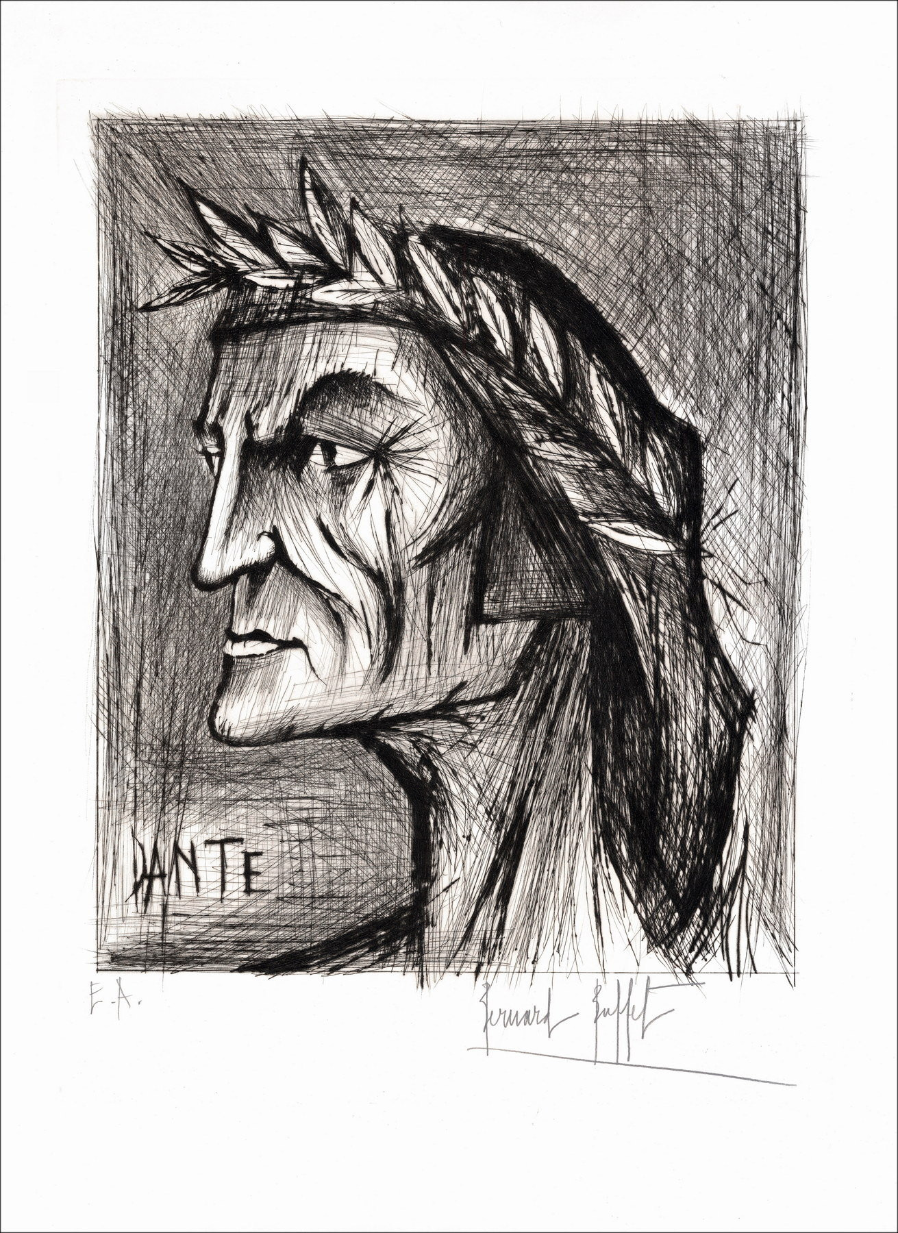 Bernard Buffet - Originele gravure "Dante" 74x56cm - 1976