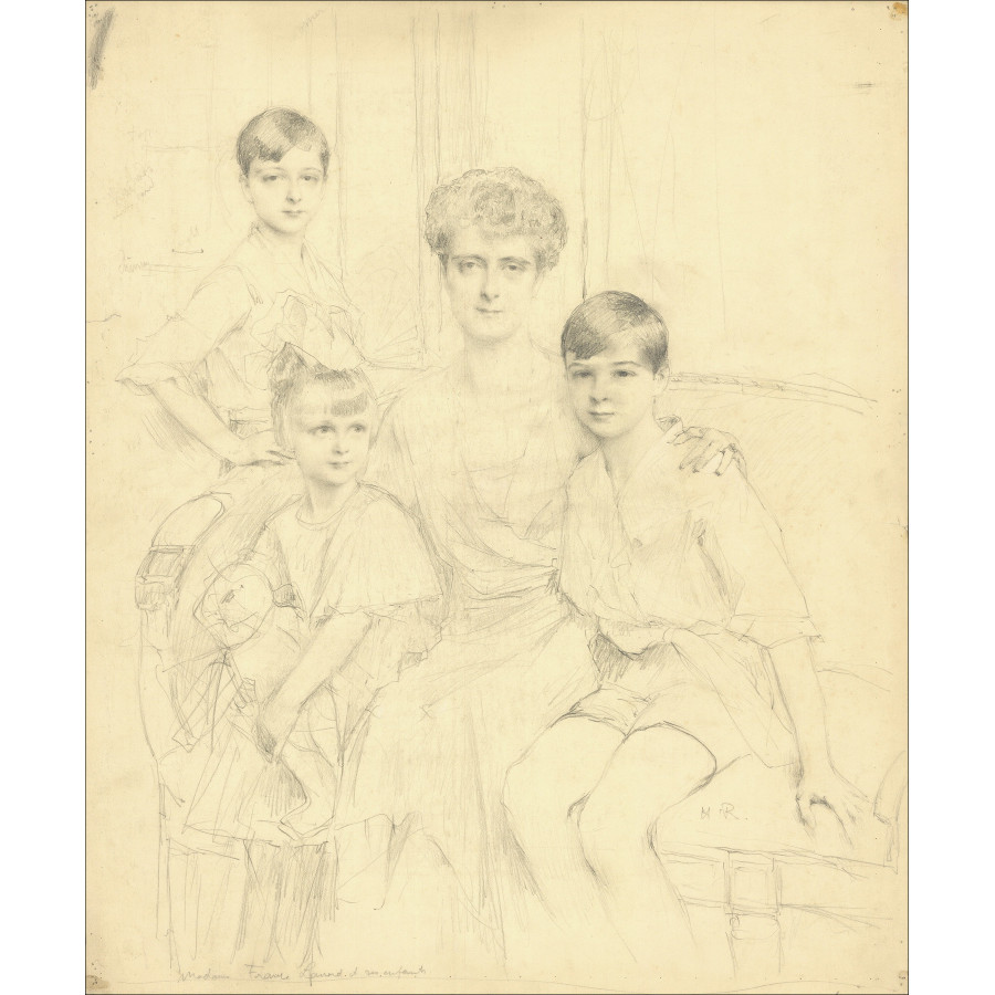 Henri-Paul Royer - Madame und ihre Kinder, Originalzeichnung