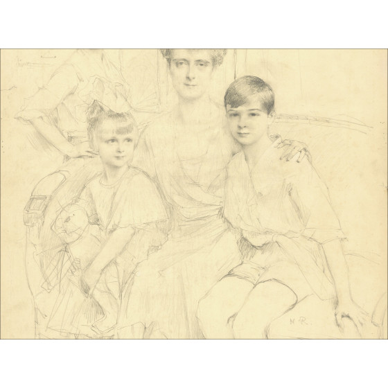 Henri-Paul Royer - Madame and Her Children, original drawing