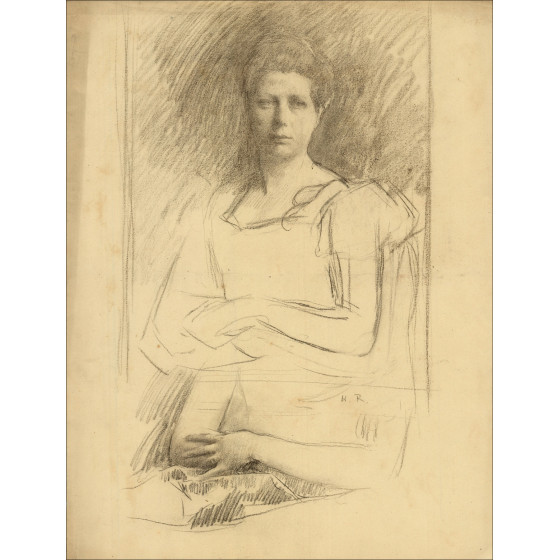 Henri-Paul Royer - Studie van een vrouw, originele gesigneerde tekening