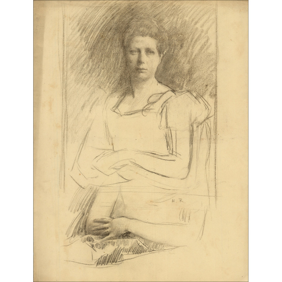Henri-Paul Royer - Étude de femme, dessin original signé
