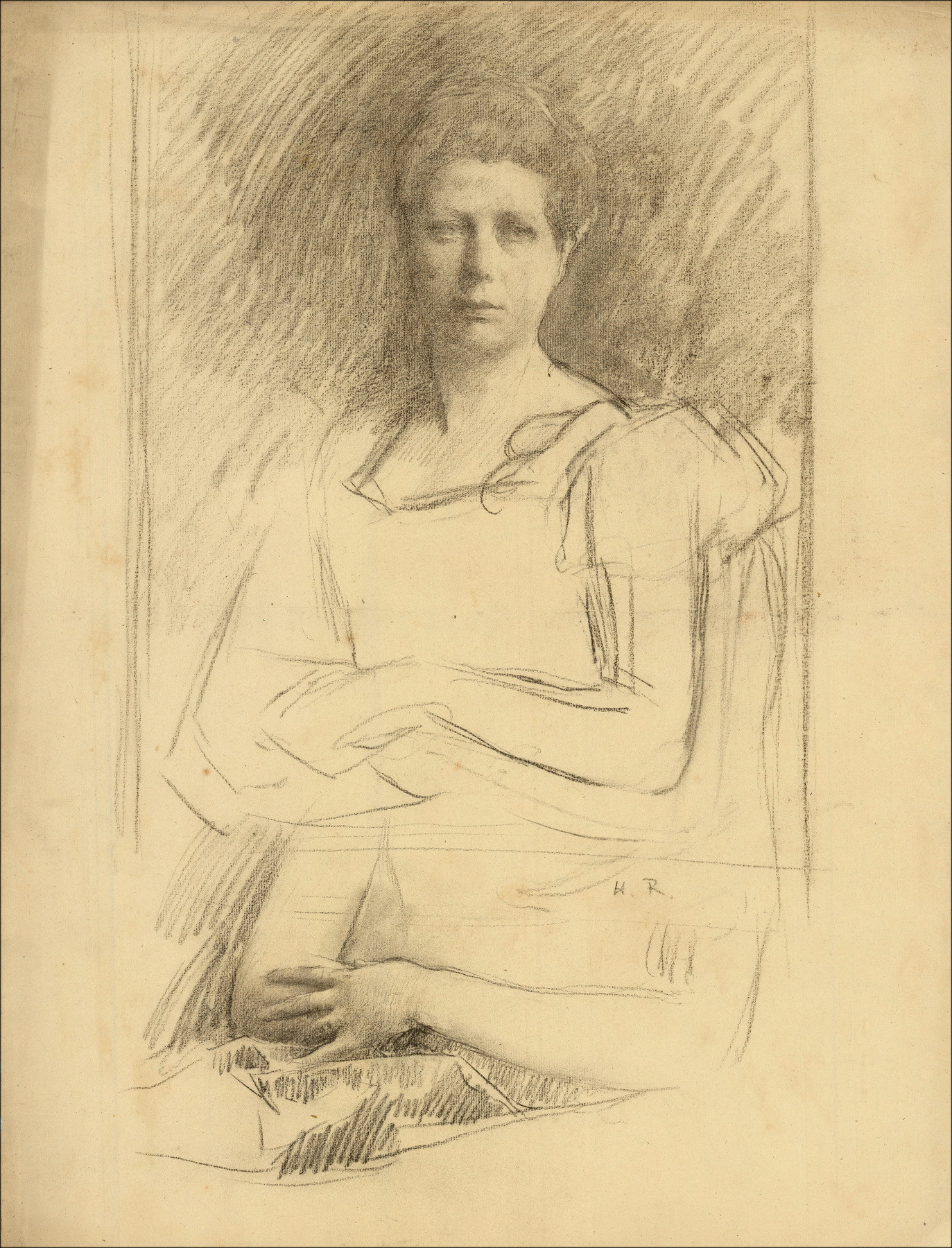 Henri-Paul Royer - Estudio de mujer, dibujo original firmado