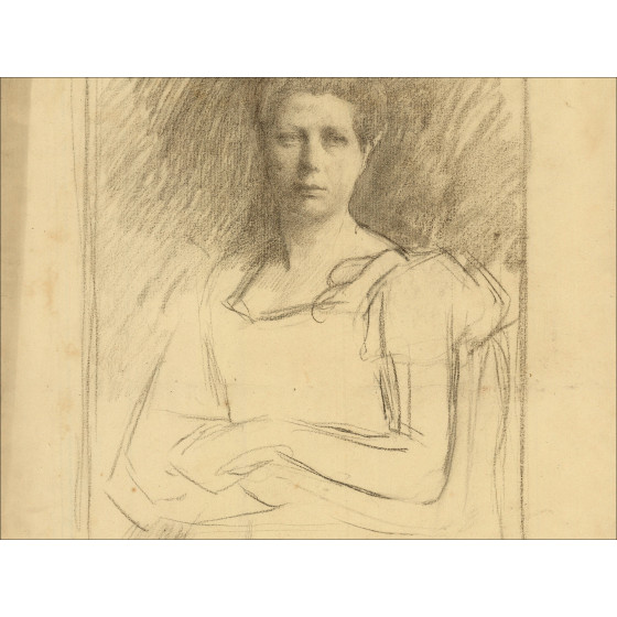 Henri-Paul Royer - Study of a Woman, original signed drawing